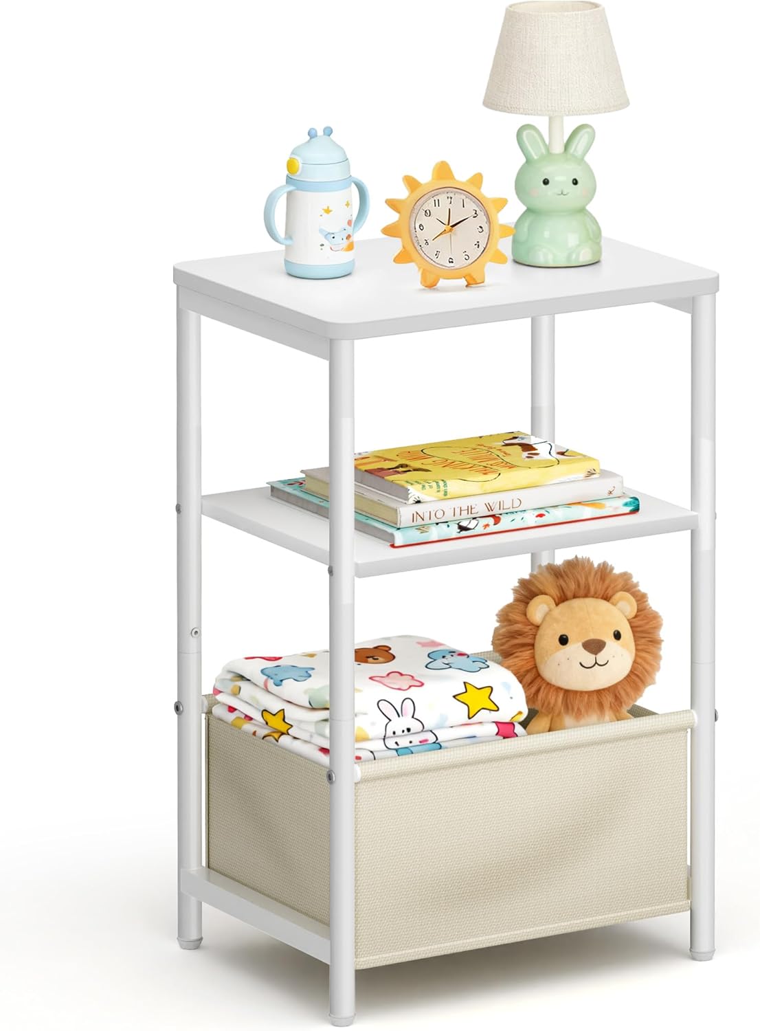 MISSLO Nightstand with Storage Basket