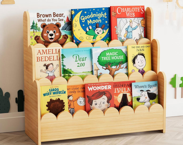 SpaceAid 3-Tier Scalloped Bookshelf