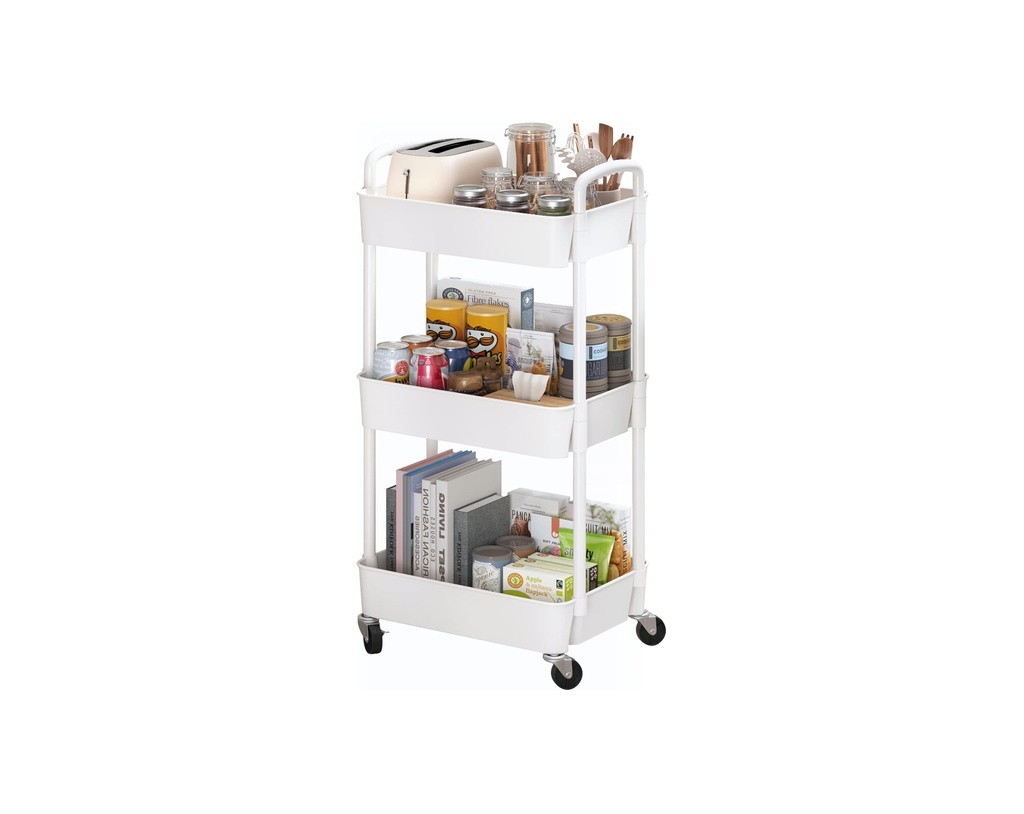 Sywhitta 3-Tier Plastic Rolling Utility Cart